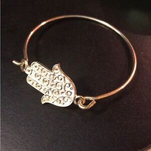 Hamsa Hand peace bracelet gold tone Yoga Protection